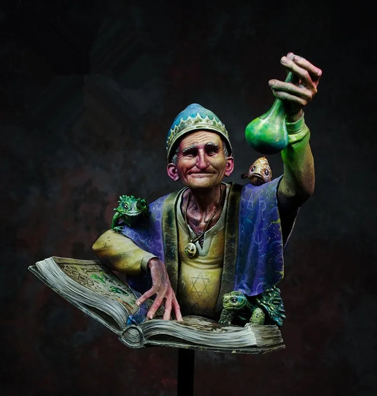 1/10 Alchemist with Potion and Spellbook, Resin Model Bust Kit, Fantasy Theme, Unassembled and Unpainted
