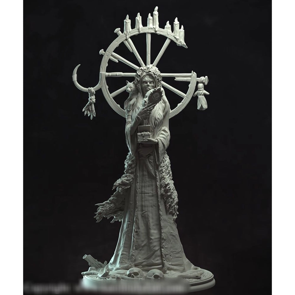32mm Death Goddess with Spiked Staff, Resin Model Figure Kit, Fantasy Theme, Unassembled and Unpainted