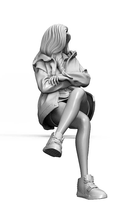 1/35 Contemporary Female with Crossed Arms Playful Pose, Resin Model Figure Kit, Unassembled and Unpainted
