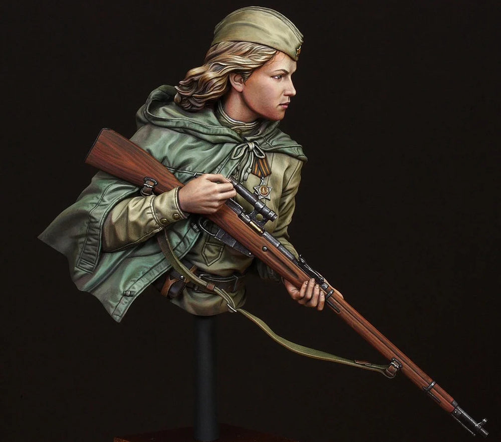 1/10 WWII Soviet Female Soldier, Resin Model Bust Kit, Unassembled and Unpainted