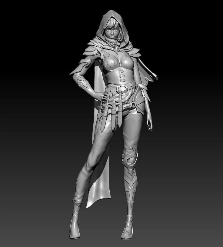 75mm Fantasy Female Assassin, Resin Model Figure Kit, Unassembled and Unpainted