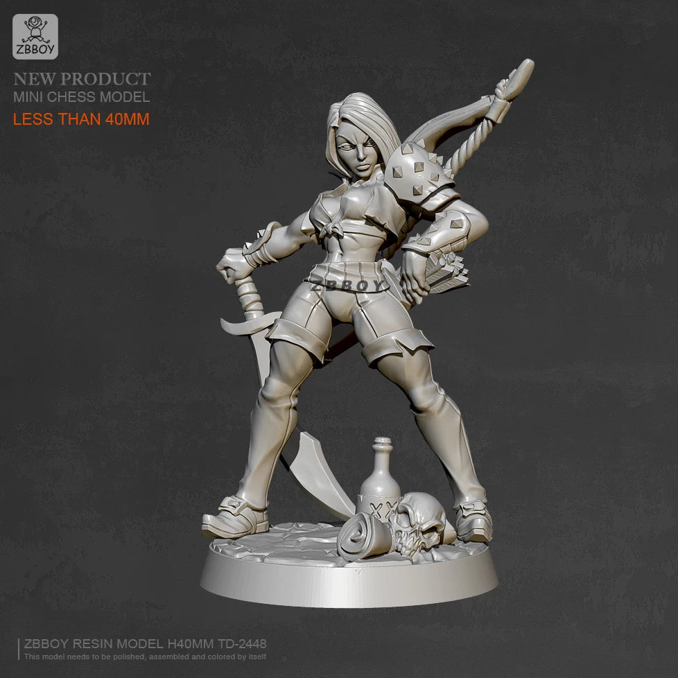 40mm Sci-Fi Female Warrior, Resin Model Figure Kit, Unassembled and Unpainted