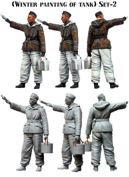1/35 WWII European Soldiers Winter Uniforms, 5 Figures, Resin Model Figure Kit, Unassembled and Unpainted