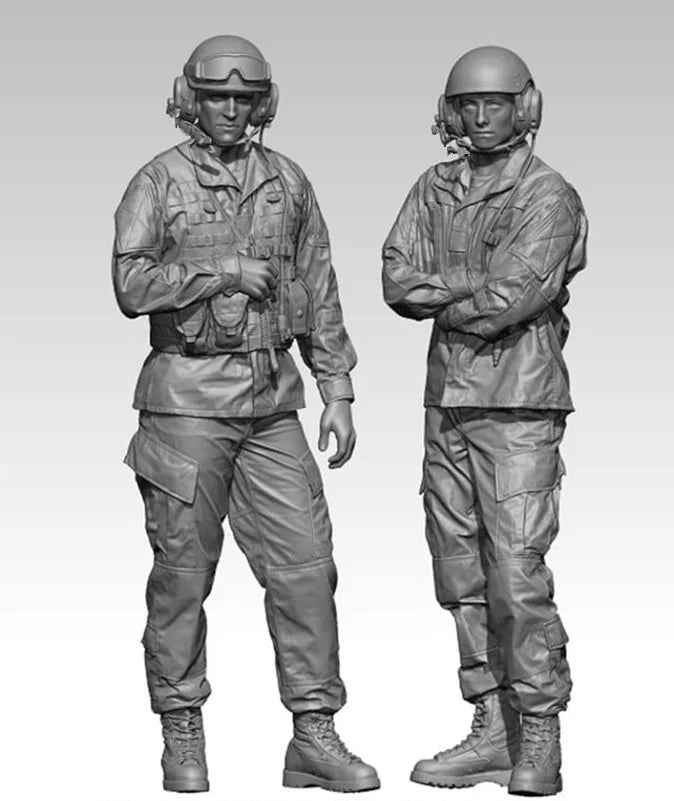 1/35 Modern Tactical Paratroopers, 2 Figures, Resin Model Figure Kit, Unassembled and Unpainted