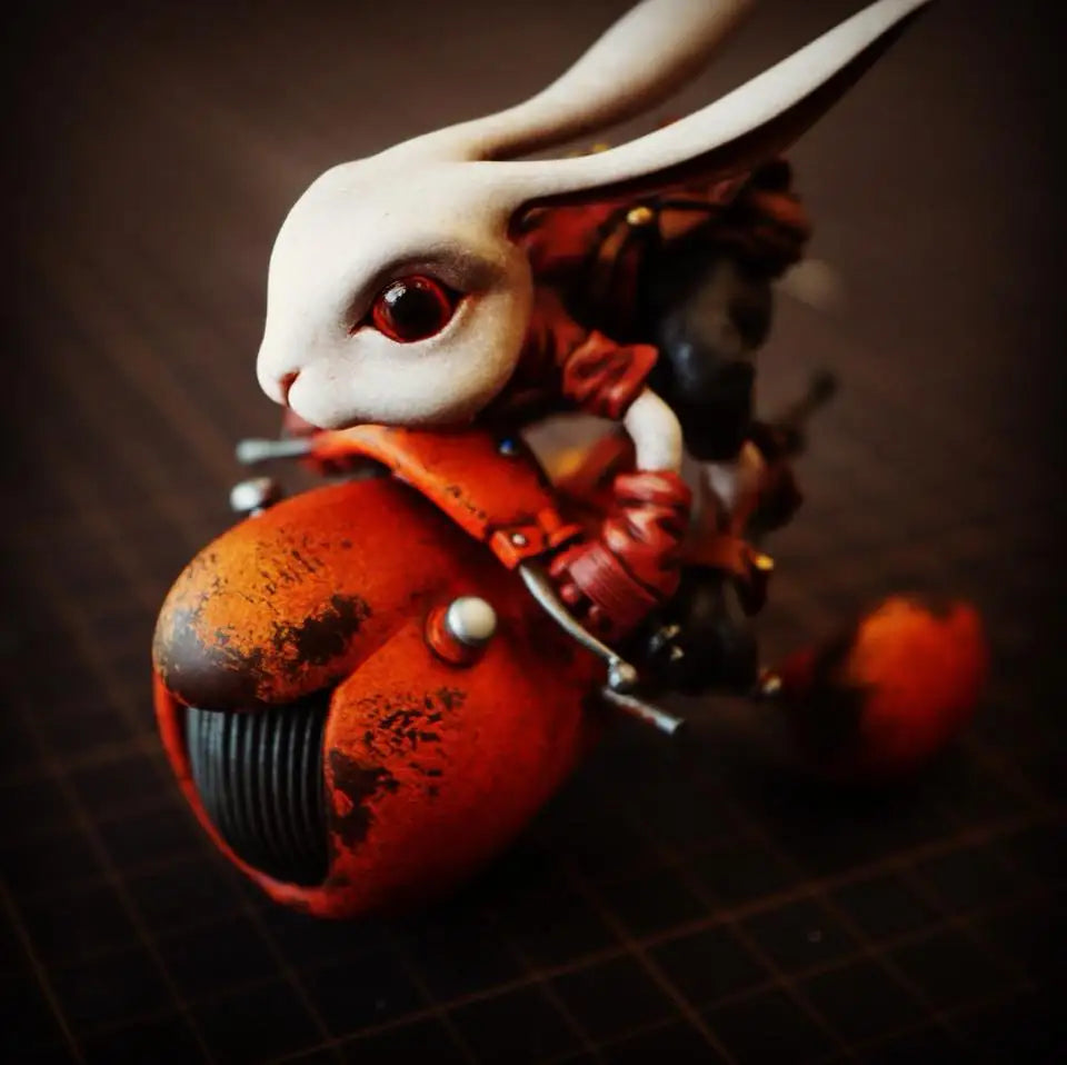 1/12 Chibi Rabbit on Moto-Scooter, Resin Model Figure Kit, Anime Theme, Unassembled and Unpainted