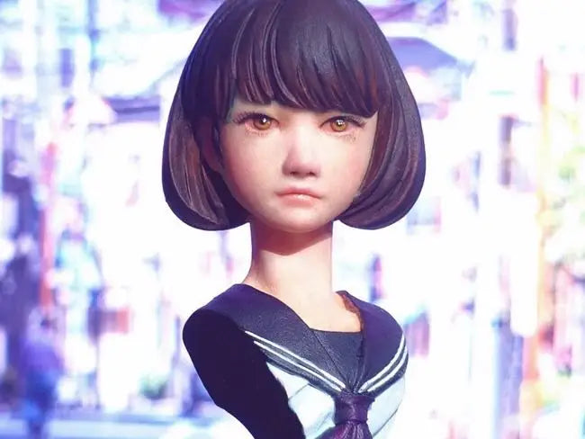 1/10 Female with Dark Bob and High Collar, Resin Model Bust Kit, Anime Theme, Unassembled and Unpainted