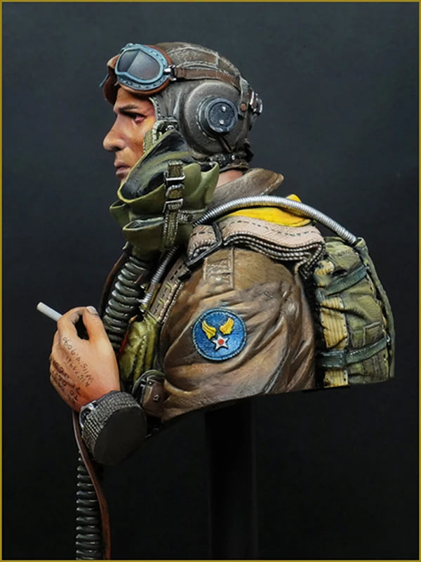 1/10 WWII US Fighter Pilot, Resin Model Bust Kit, Unassembled and Unpainted