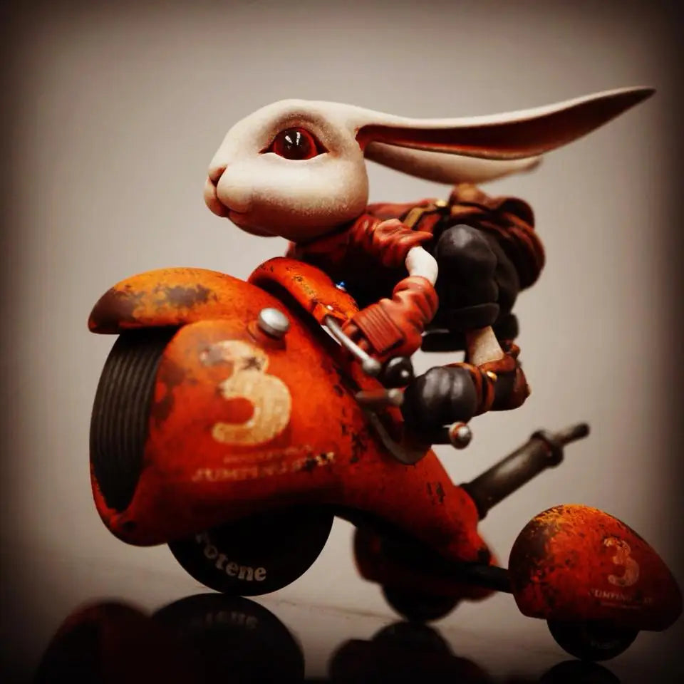 1/12 Chibi Rabbit on Moto-Scooter, Resin Model Figure Kit, Anime Theme, Unassembled and Unpainted
