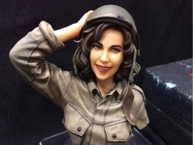 95mm WWII Female Soldier Pin-up, Resin Model Bust Kit, Unassembled and Unpainted