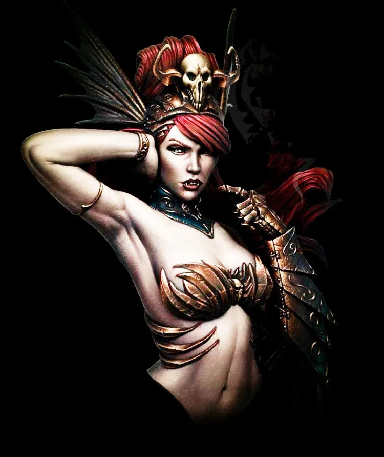 1/10 Female Fantasy with Skull Motif, Resin Model Bust Kit, Fantasy Theme, Unassembled and Unpainted