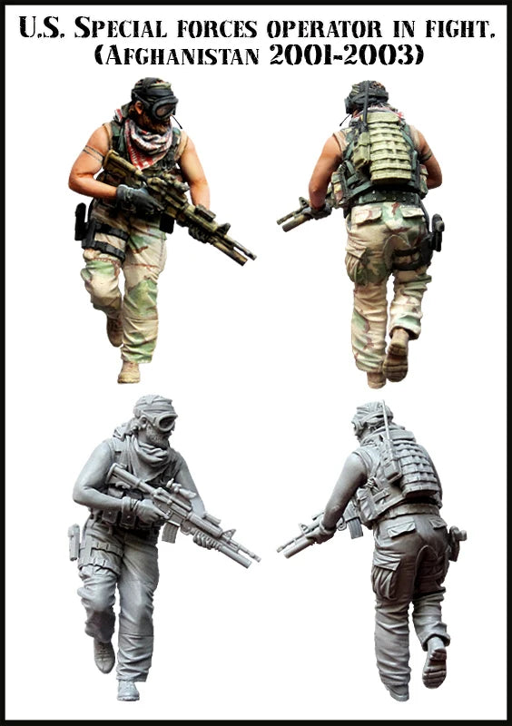 1/35 Modern U.S. Special Forces Operator, 4 Figures, Resin Model Figure Kit, Unassembled and Unpainted