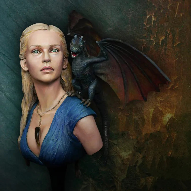 1/10 Sorceress with Perched Dragon, Resin Model Bust Kit, Fantasy Theme, Unassembled and Unpainted