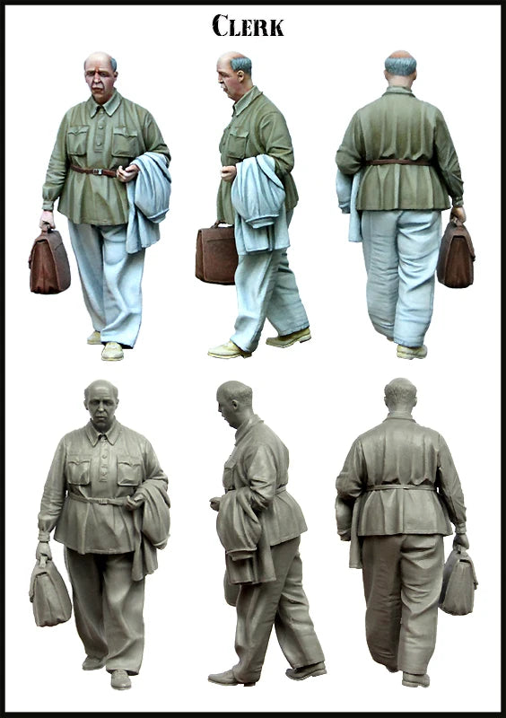 1/35 WWII Clerks & Soldiers, 6 Figures, Resin Model Figure Kit, Unassembled and Unpainted