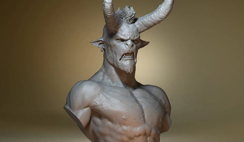 1/12 Demon, Resin Model Bust Kit, Fantasy Theme, Unassembled and Unpainted