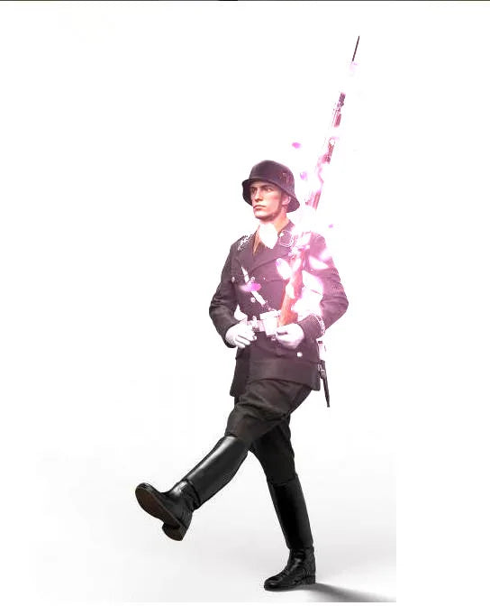 1/16 Modern Steampunk Officer in Burgundy Coat with Ray Gun, Resin Model Figure Kit, Unassembled and Unpainted