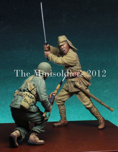 1/35 WWII US and Japanese Soldiers, 2 Figures, Resin Model Figure Kit, Unassembled and Unpainted