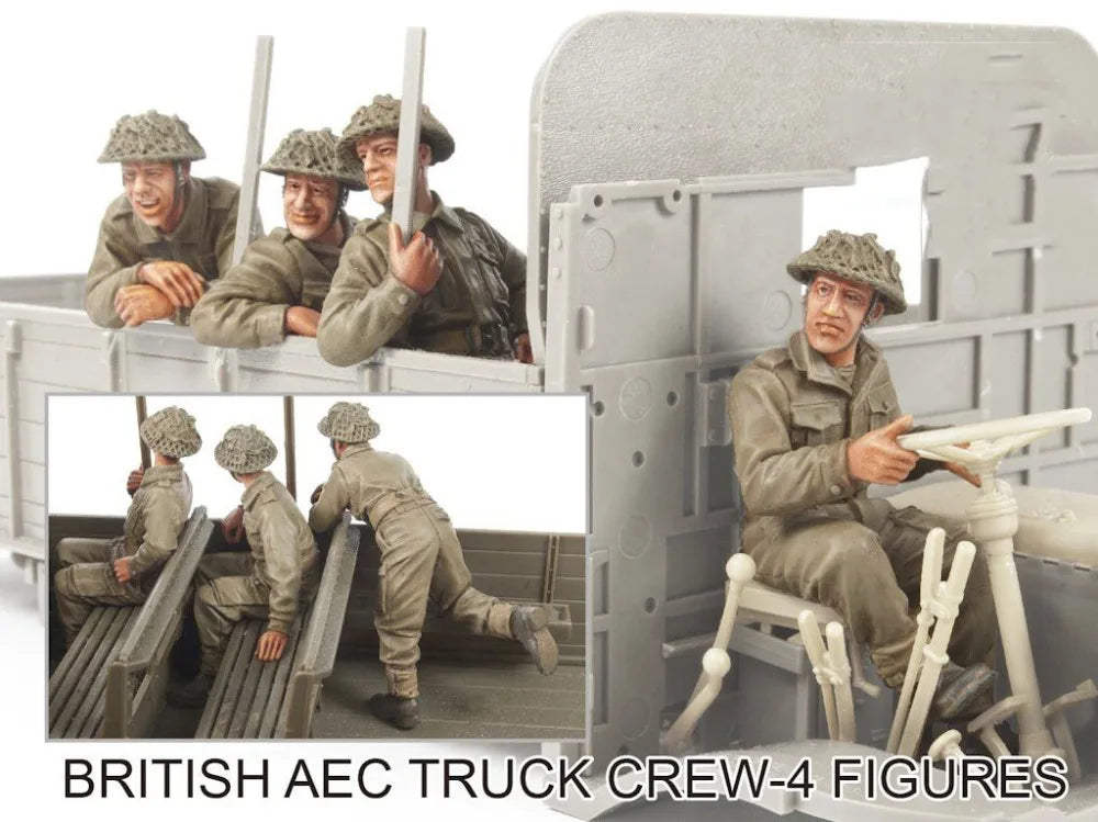 1/35 WWII British AEC Truck Crew, 4 Figures, Resin Model Figure Kit, Unassembled and Unpainted