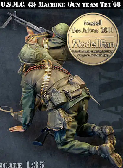 1/35 Vietnam War US Army Infantry Machine Gunner, Resin Model Figure Kit, Unassembled and Unpainted