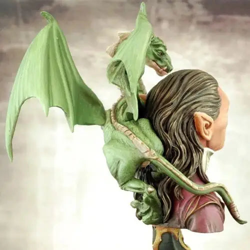 1/9 Male Sorcerer with Shoulder Dragon, Resin Model Bust Kit, Anime Theme, Unassembled and Unpainted
