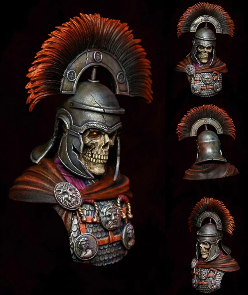 1/10 Ancient Roman Centurion Skull with Crested Helm, Resin Model Bust Kit, Unassembled and Unpainted