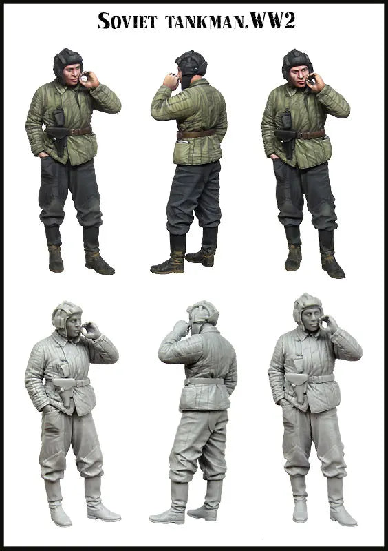 1/35 WWII Soviet Tankman, 6 Figures, Resin Model Figure Kit, Unassembled and Unpainted