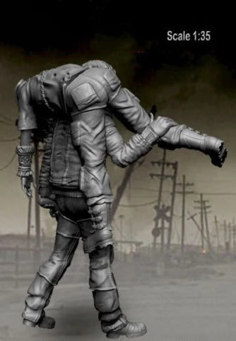 1/35 Post-Apocalyptic Survivor with Power Armor, Resin Model Figure Kit, Sci-Fi Theme, Unassembled and Unpainted