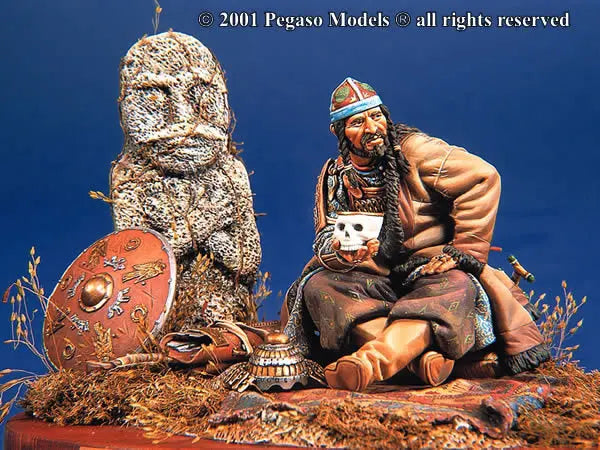90mm Ancient Attila Warrior, 2 Figures, Resin Model Figure Kit, Unassembled and Unpainted