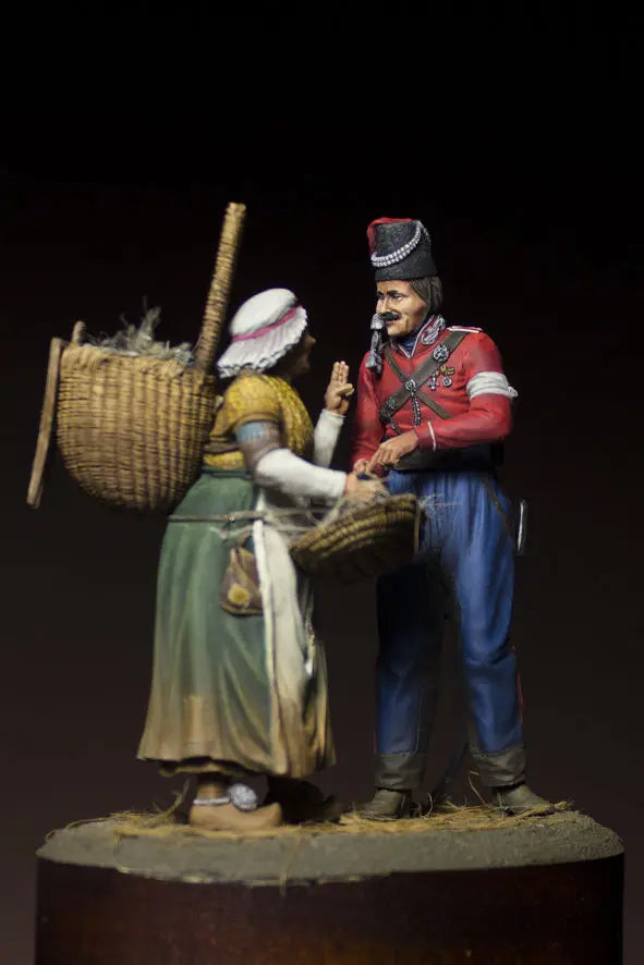 75mm Napoleonic Russian Cossacks in Paris, 4 Figures, Resin Model Diorama Kit, Unassembled and Unpainted
