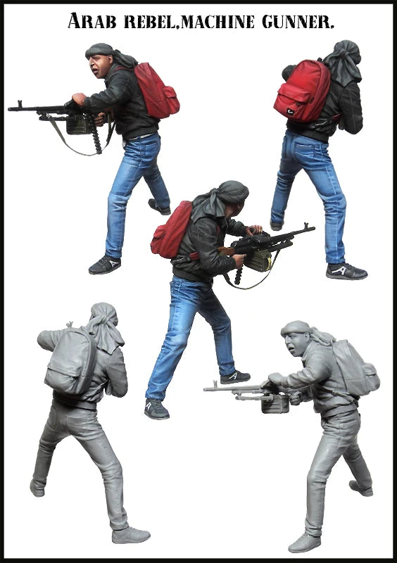 1/35 Modern Arab Rebel Fighters, 5 Figures, Resin Model Figure Kit, Unassembled and Unpainted