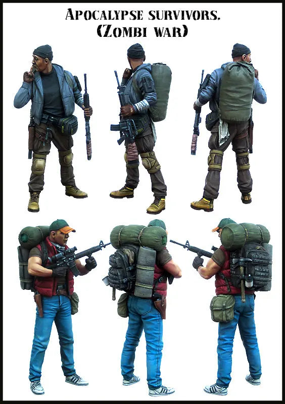 1/35 Modern Armed Survivors with Tactical Backpacks, 6 Figures, Resin Model Figure Kit, Unassembled and Unpainted
