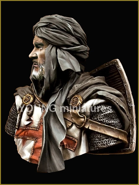 1/10 Medieval Templar Knight Crusader, Resin Model Bust Kit, Unassembled and Unpainted