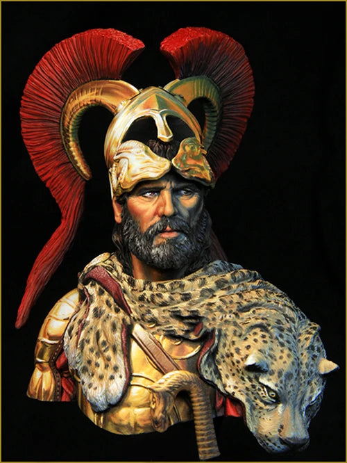 1/10 Ancient Alexander the Great with Leopard Armor, Resin Model Bust Kit, Unassembled and Unpainted