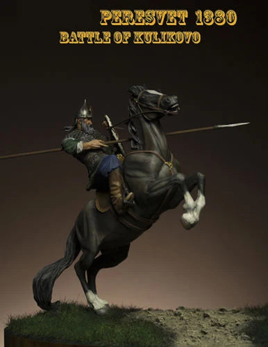75mm Medieval Peresvet Mounted Warrior, Resin Model Figure Kit, Unassembled and Unpainted
