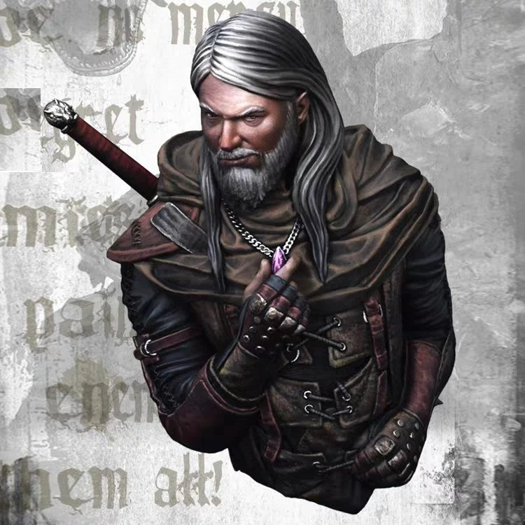 1/12 Bearded Barbarian Wielding War Axe, Resin Model Bust Kit, Fantasy Theme, Unassembled and Unpainted
