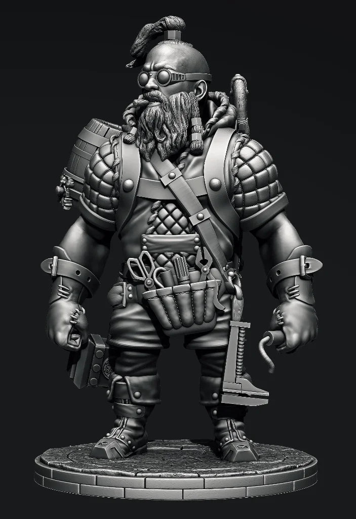 1/24 Dwarf Warrior with Crossbow and Goggles, Resin Model Figure Kit, Fantasy Theme, Unassembled and Unpainted
