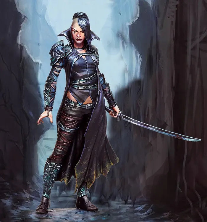 1/24 Dark Sorceress in Ornate Armor with Flowing Cape, Resin Model Figure Kit, Fantasy Theme, Unassembled and Unpainted