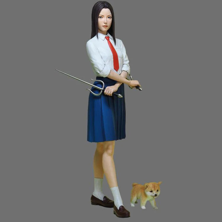 1/8 Schoolgirl with Sword, Resin Model Figure Kit, Anime Theme, Unassembled and Unpainted
