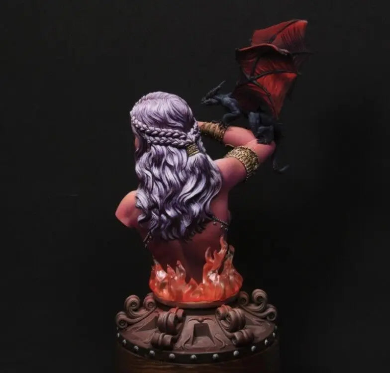 1/16 Female Sorceress with Dragon, Resin Model Bust Kit, Fantasy Theme, Unassembled and Unpainted
