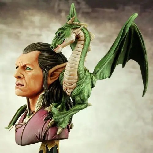 1/9 Male Sorcerer with Shoulder Dragon, Resin Model Bust Kit, Anime Theme, Unassembled and Unpainted