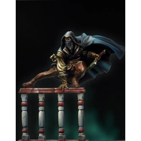 1/32 Female Warrior Lunging with Trailing Cape, Resin Model Figure Kit, Fantasy Theme, Unassembled and Unpainted