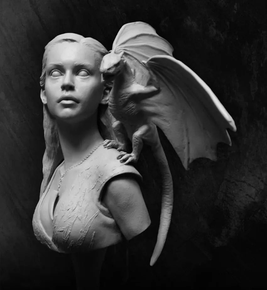 1/10 Sorceress with Perched Dragon, Resin Model Bust Kit, Fantasy Theme, Unassembled and Unpainted