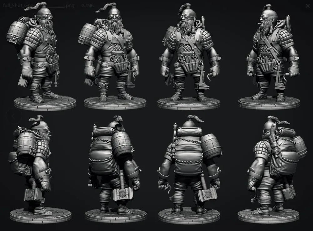 1/24 Dwarf Warrior with Crossbow and Goggles, Resin Model Figure Kit, Fantasy Theme, Unassembled and Unpainted