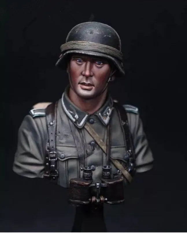 1/10 WWII German Infantry NCO in Field Tunic, Resin Model Bust Kit, Unassembled and Unpainted