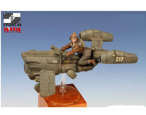 1/35 Female Pilot with Hover Bike, Resin Model Figure Kit, Sci-Fi Theme, Unassembled and Unpainted