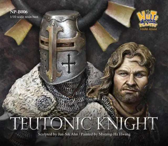 1/10 Medieval Bearded Teutonic Knight with Cross Helm, Resin Model Bust Kit, Unassembled and Unpainted