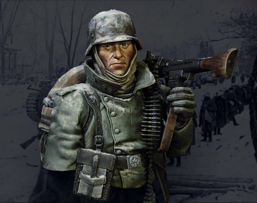 1/10 WWII German Machine Gunner, Resin Model Figure Kit, Unassembled and Unpainted