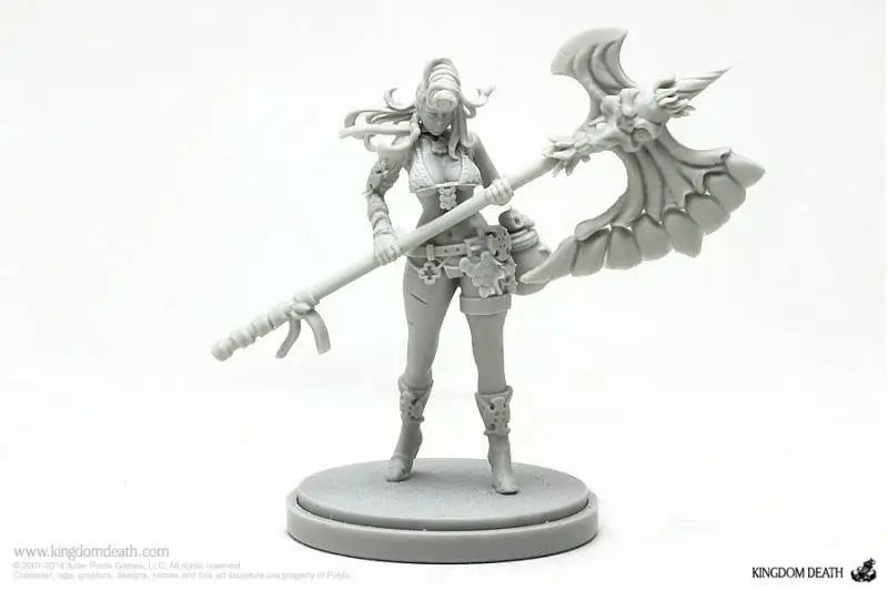28mm Female Warrior with Demonic Winged Familiar, Resin Model Figure Kit, Fantasy Theme, Unassembled and Unpainted