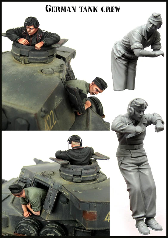 1/35 WWII German Panzer Commander and Combat Crew, 5 Figures, Resin Model Figure Kit, Unassembled and Unpainted
