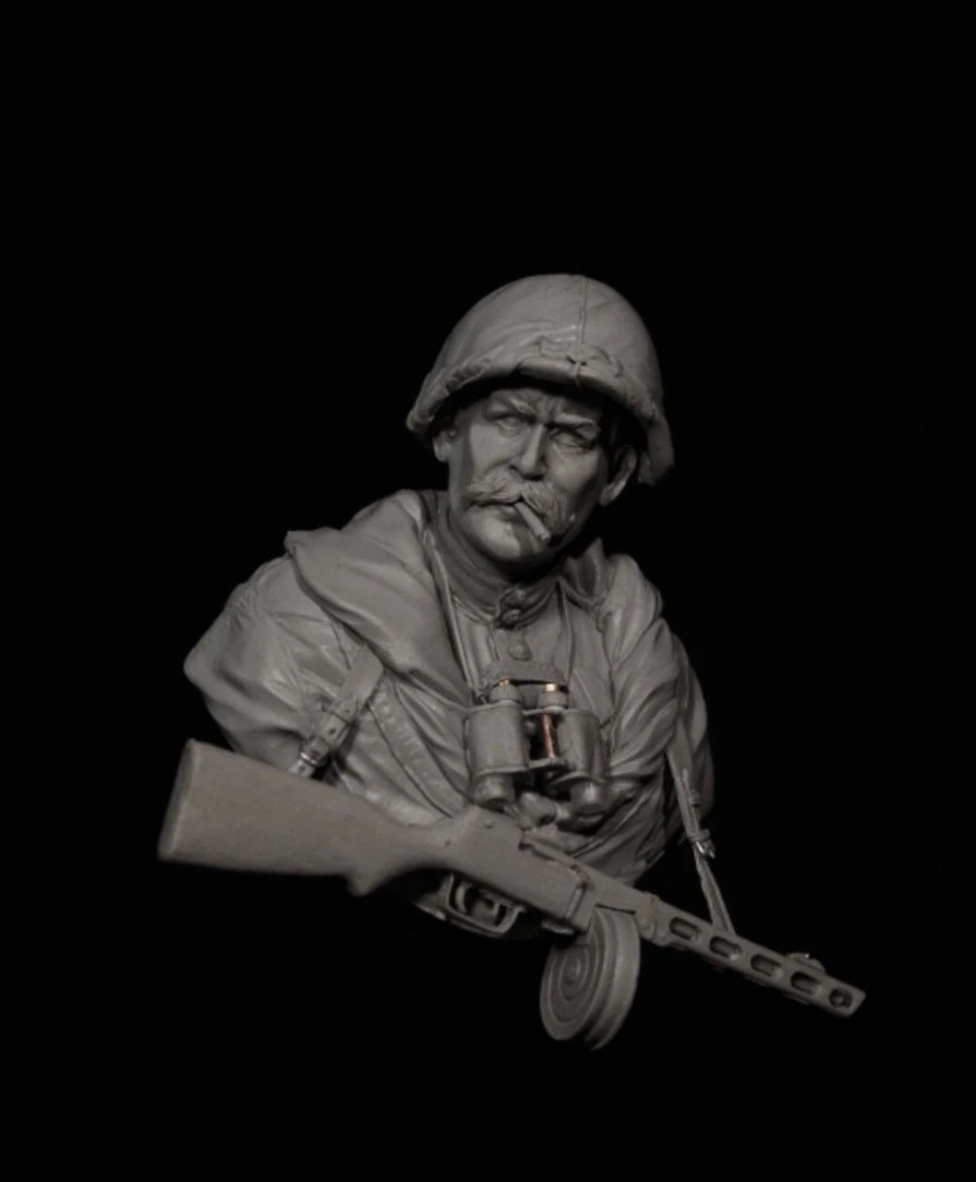 1/10 WWII German Infantry Soldier with MP40, Resin Model Bust Kit, Unassembled and Unpainted
