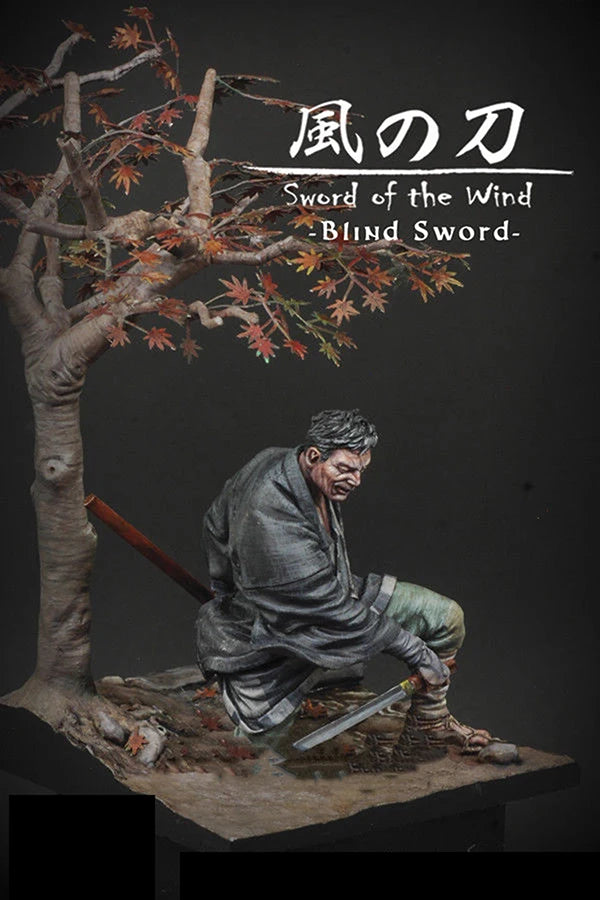 1/24 Medieval Aged Blind Samurai with Katana, Resin Model Figure Kit, Unassembled and Unpainted